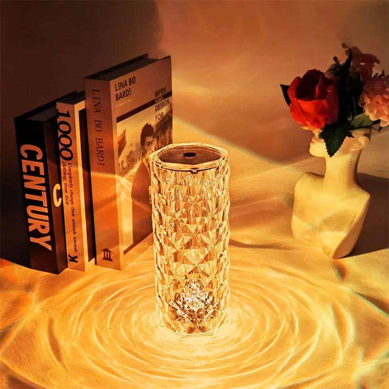 Rose Petal Crystal Table Lamp